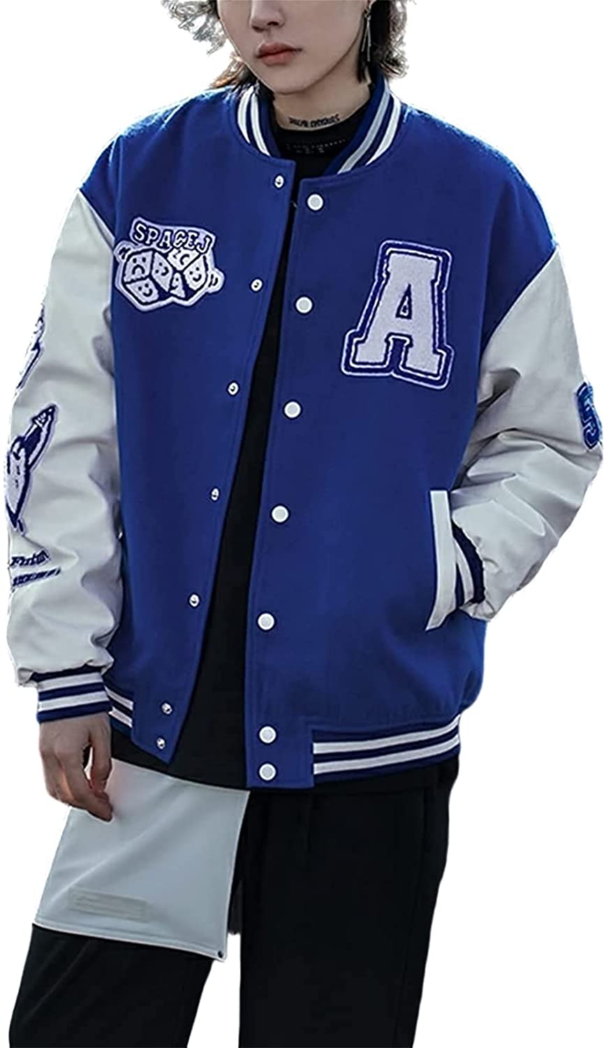 CenturyX Men Vintage Varsity Bomber Jacket Letter Print Baseball