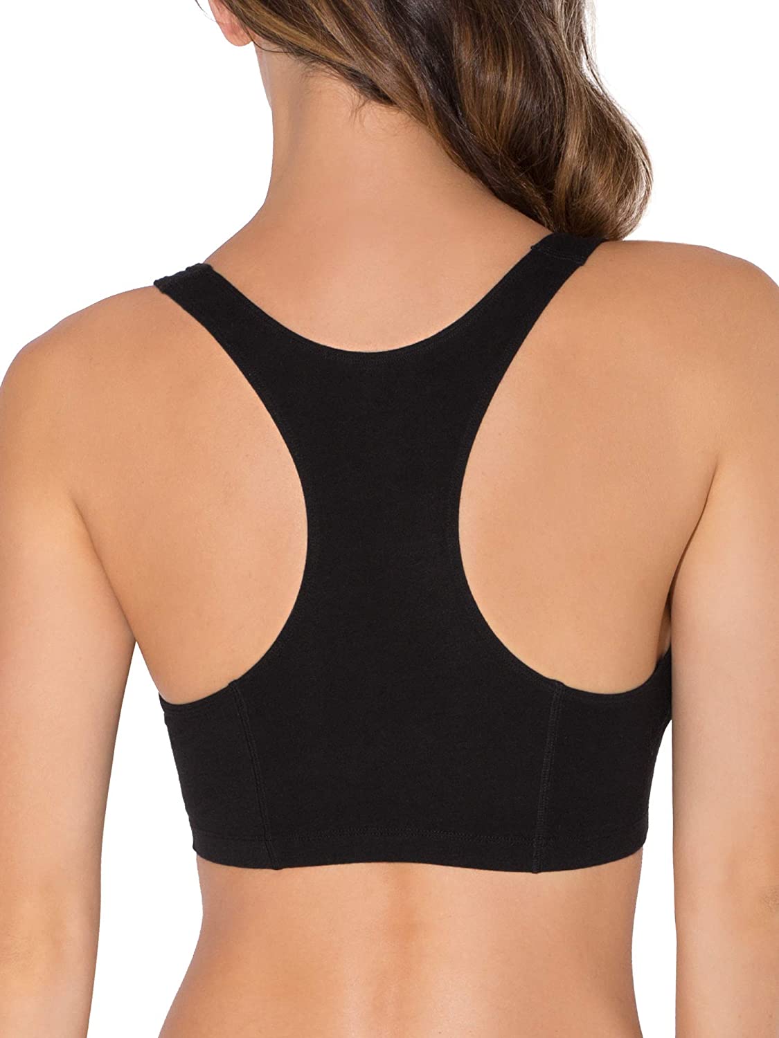 Fruit of the Loom Women's Front Close Builtup Sports Bra, Black