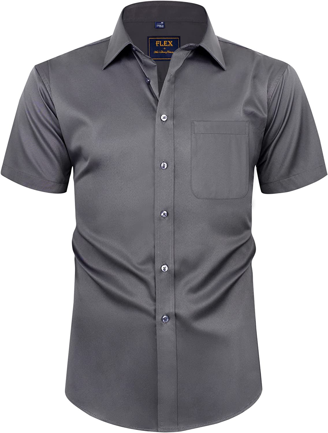 Alimens & Gentle Chemise habillée pour homme, coupe ajustée, boutonnée, à  manches longues, extensible, infroissable, chemise anti-taches, BLANC :  : Mode