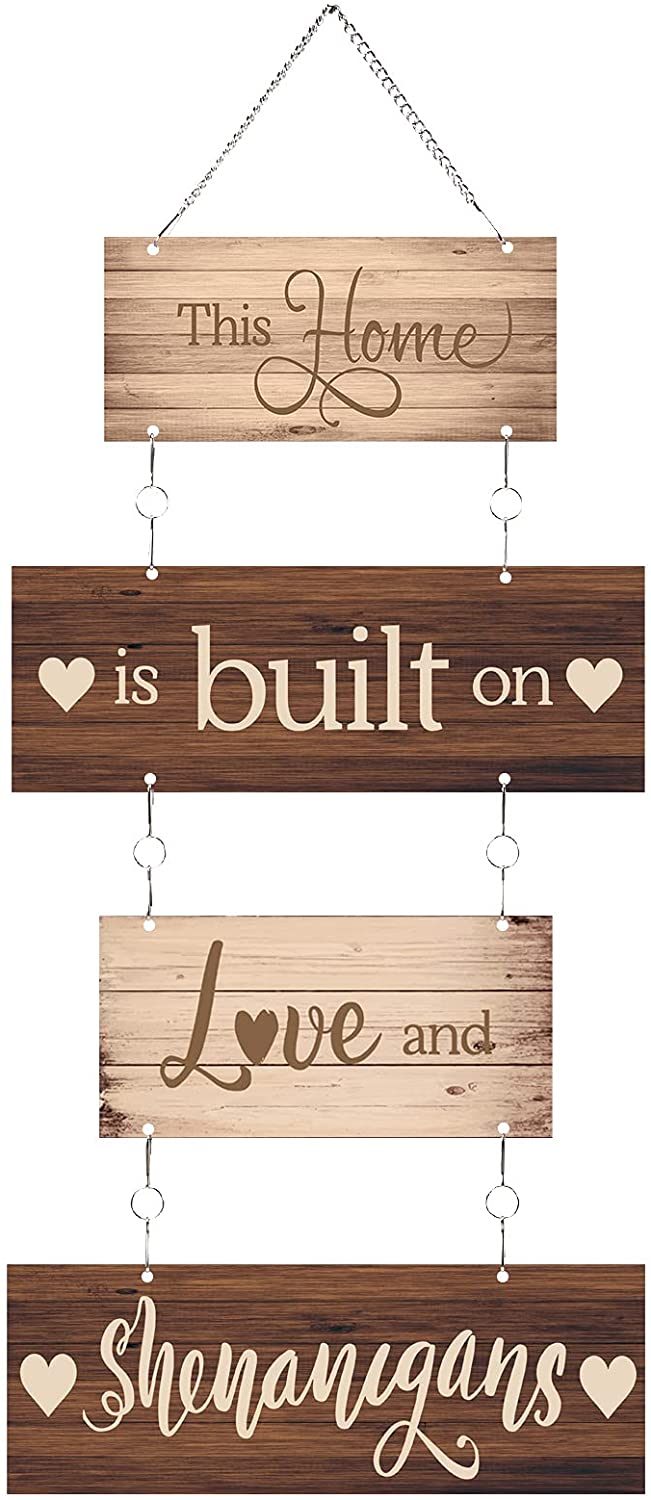 This Home Is Built On Love Laughter & Shenanigans Cute Irish Wood Sign 10X5 D54