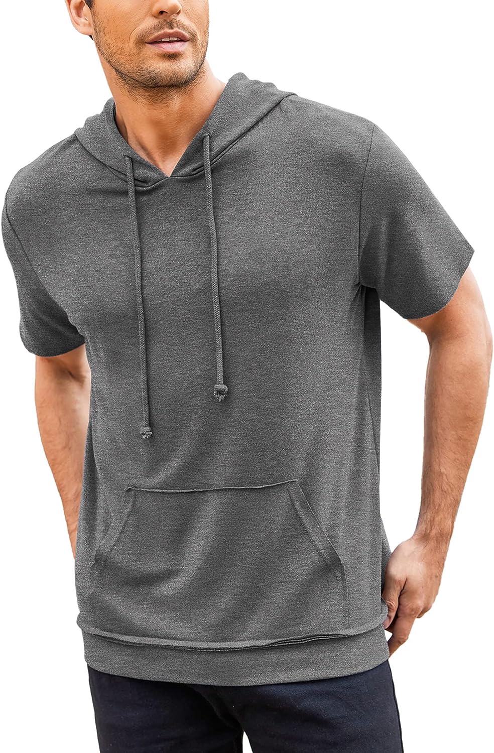 COOFANDY Men's Short Sleeve Hoodie Relaxed Fit Fashion Casual Sweatshirts  Lightw