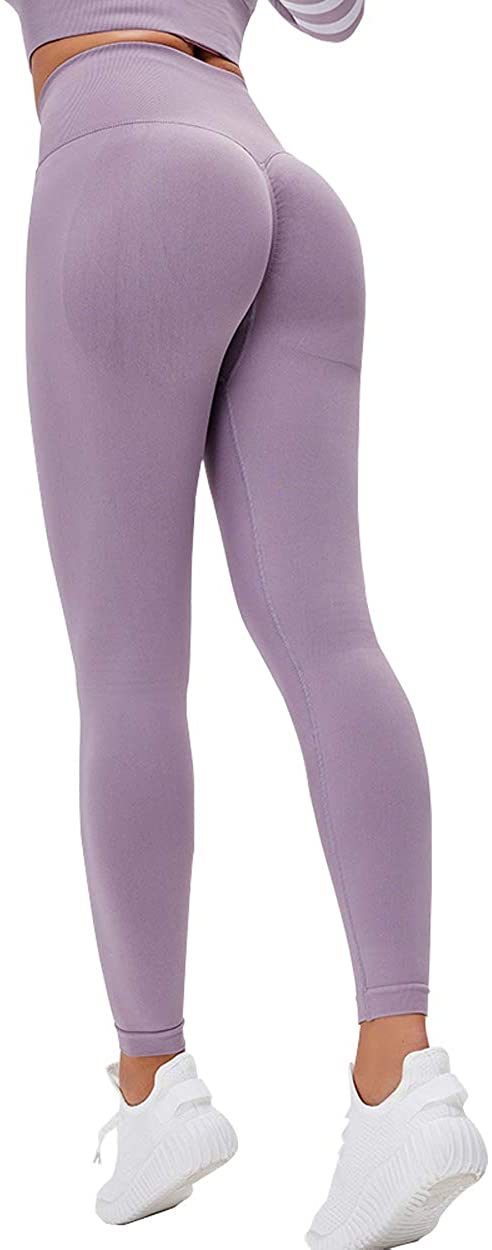 MOSHENGQI Womens Seamless Butt Lift Leggings High Waisted Yoga Pants Ribbed  Workout Slimming Tights
