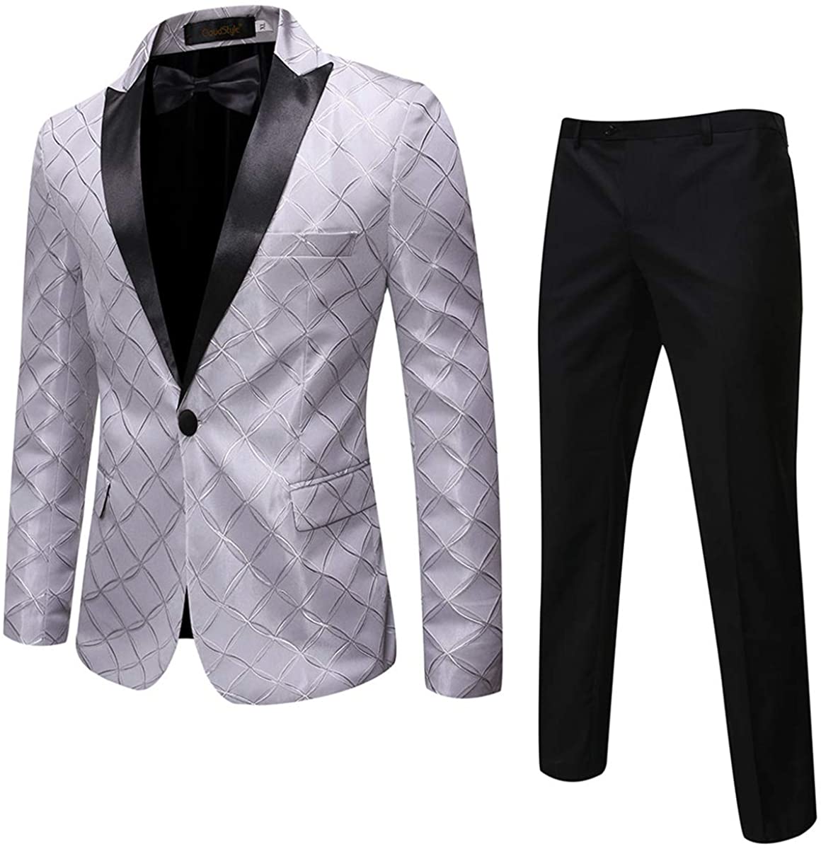 Cloudstyle Mens 2 Piece Print Dress Suit 1 Button Slim Fit Formal ...