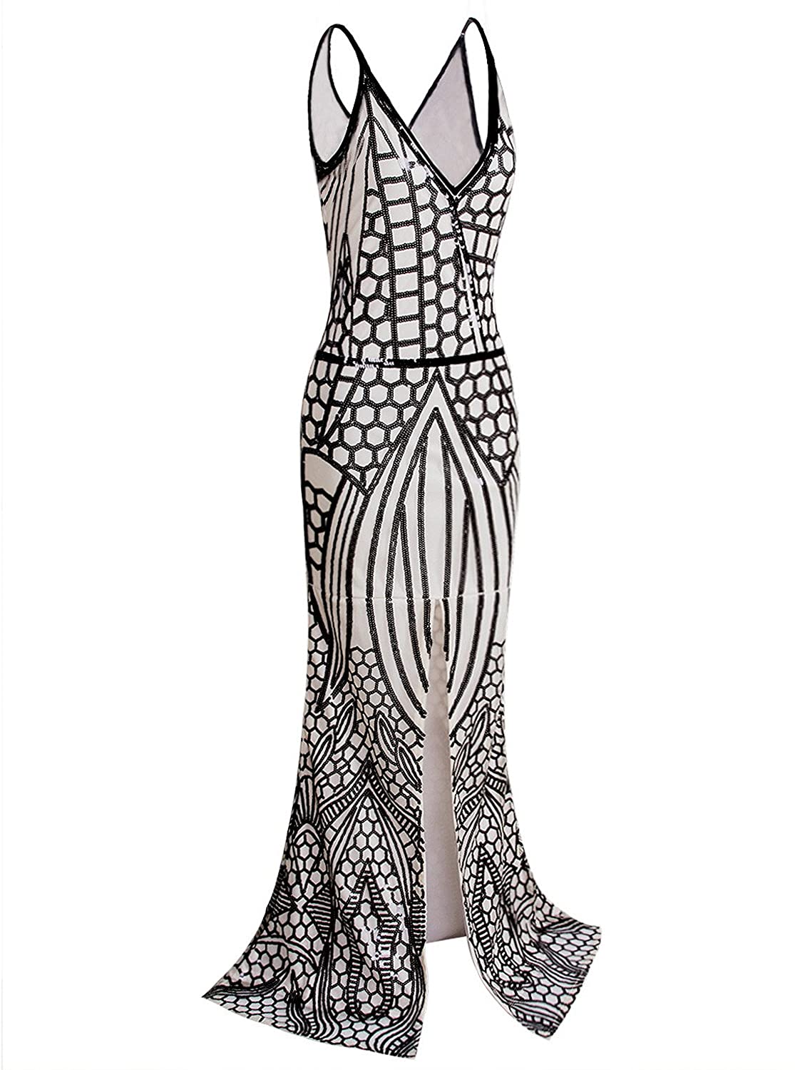 VIJIV 1920s Long Slit Prom Dresses Deep ...