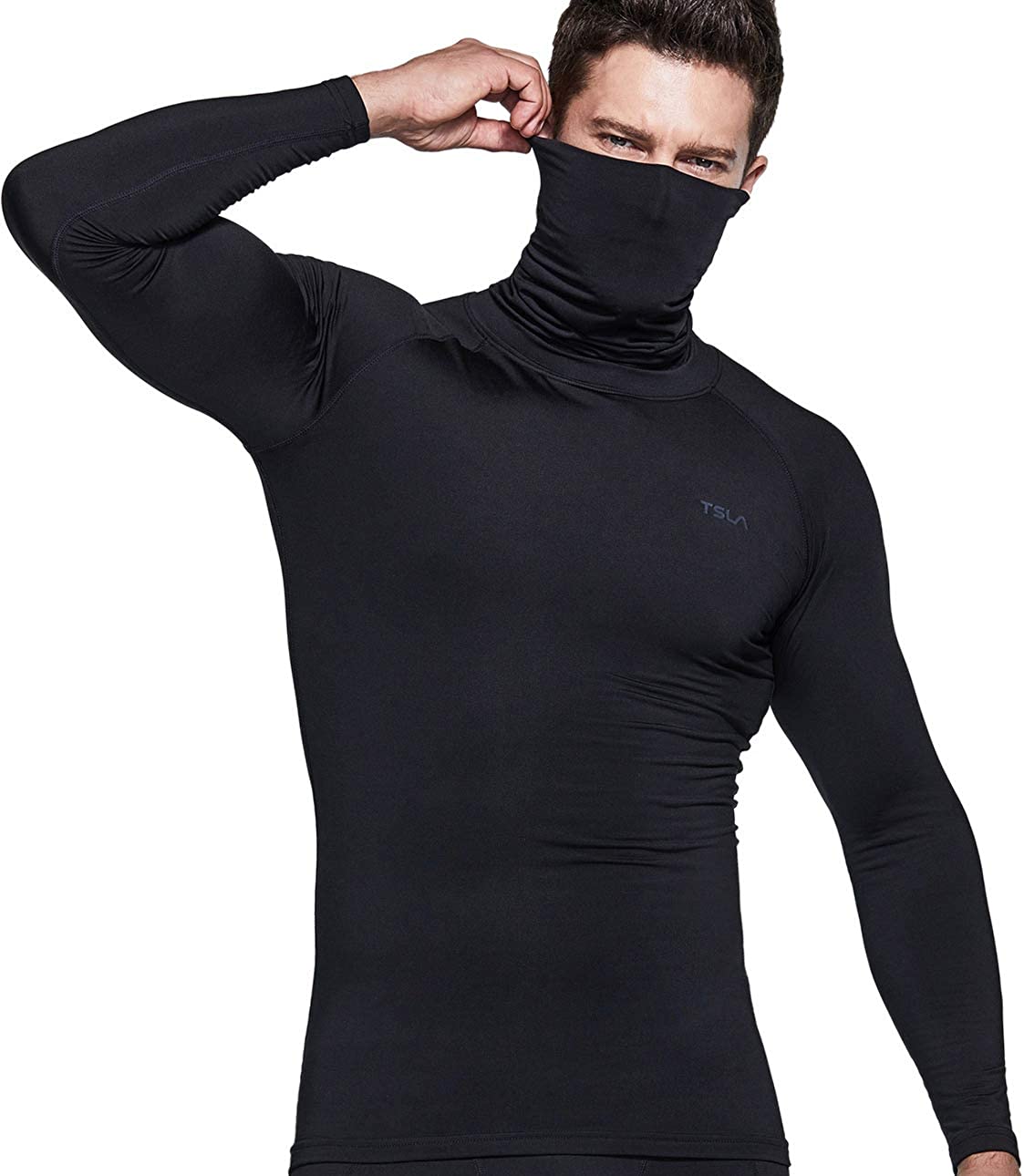 Mock/Turtleneck Winter Sports Running Base Layer Top TSLA 1 or 2 Pack Men's Thermal Long Sleeve Compression Shirts 