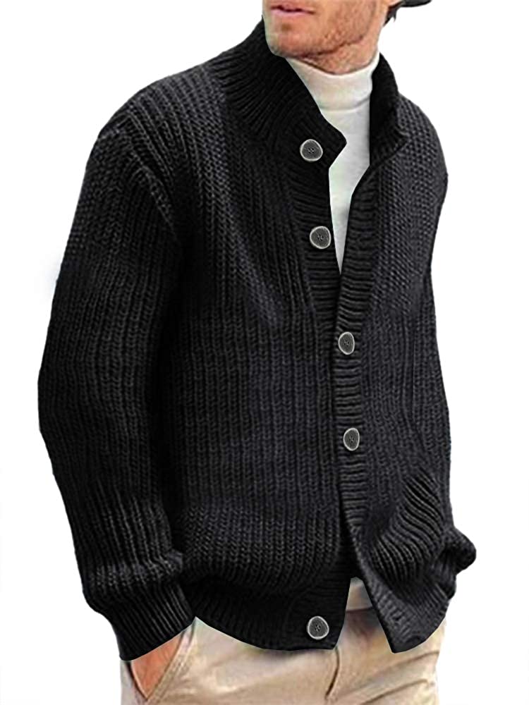 Ximandi Mens Autumn Winter Button V Neck Long Sleeve Knit Sweater Cardigan Underlinen