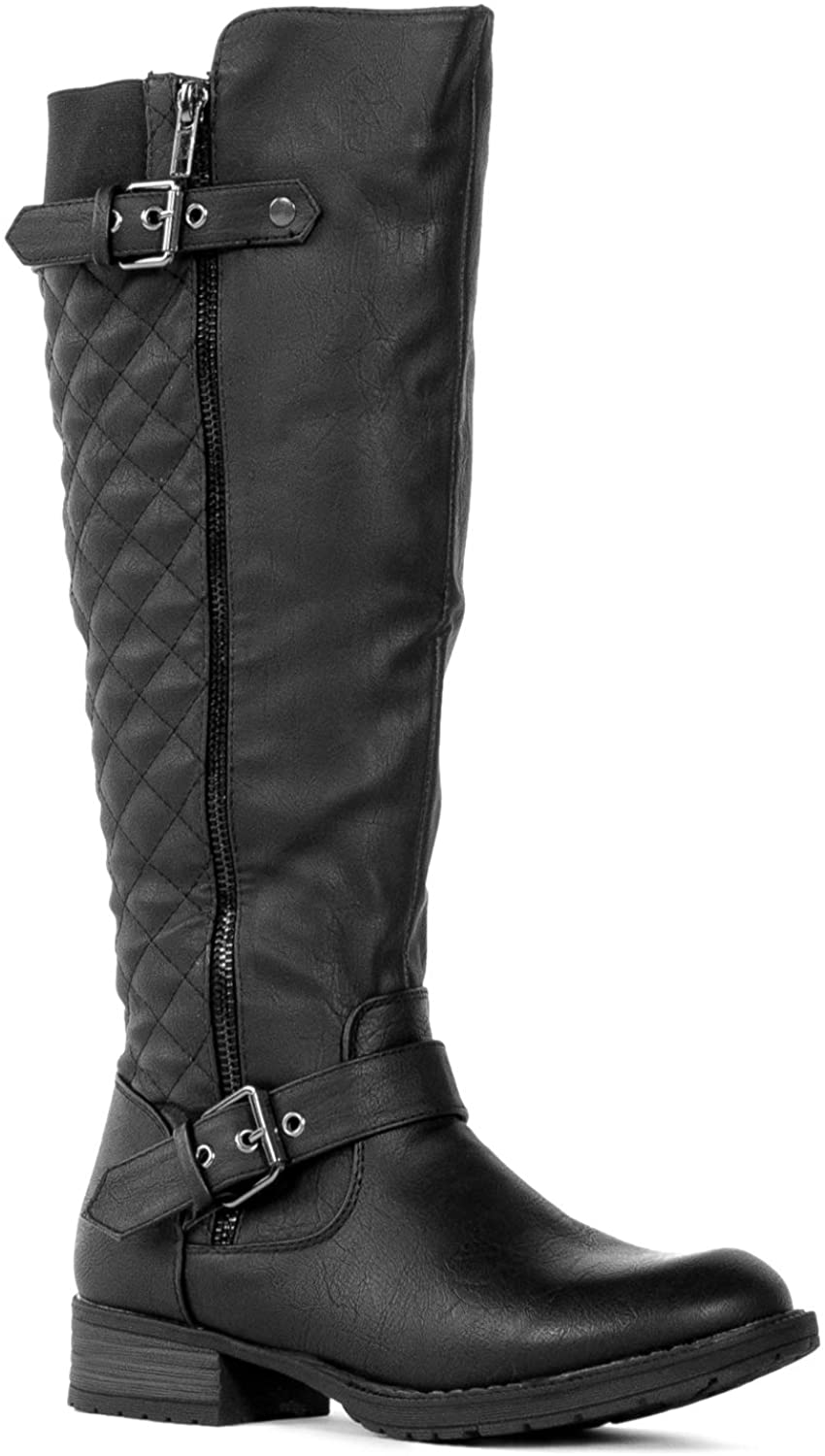RF ROOM OF FASHION Lady's Regular Calf Quilted Knee High Riding Boots w Pocket 