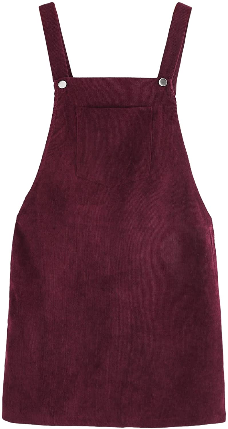 Sleeveless Mini Strap Skirt Womens Straps A-line Corduroy Pinafore Bib Pocket Overall Dress 