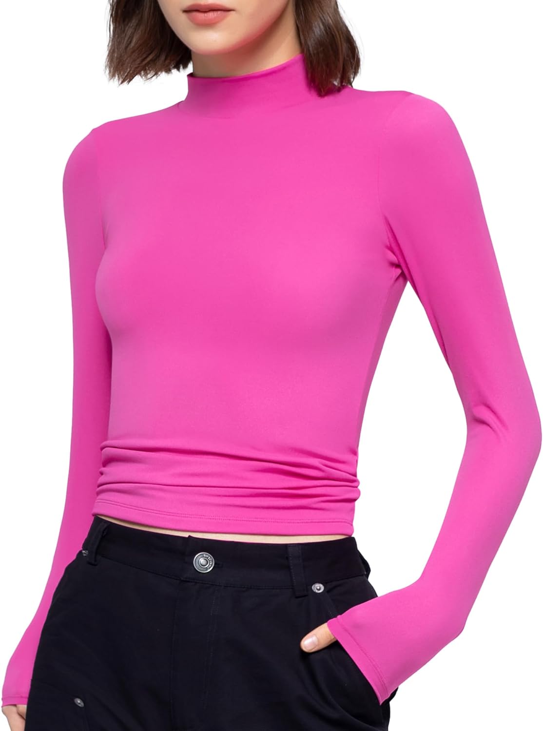 PUMIEY Women's Mock Turtle Neck Long Sleeve Bodysuit Sexy Tops Sharp  Collection : : Clothing, Shoes & Accessories
