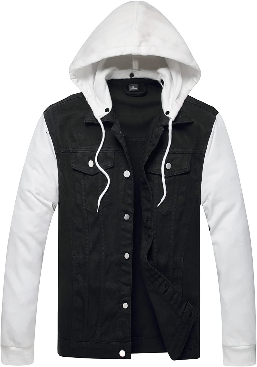 LZLER Men Hoodie Jean Jacket Fashion Denim Jacket with Detachable Hood