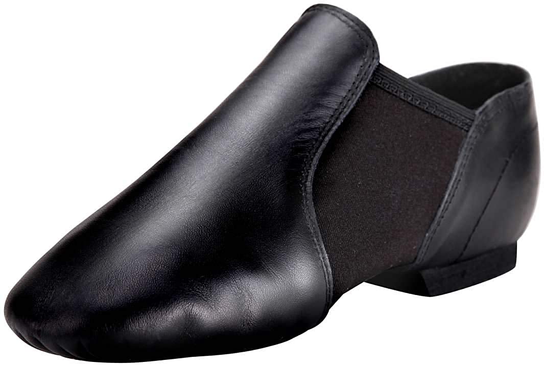 black leather slip on jazz shoes
