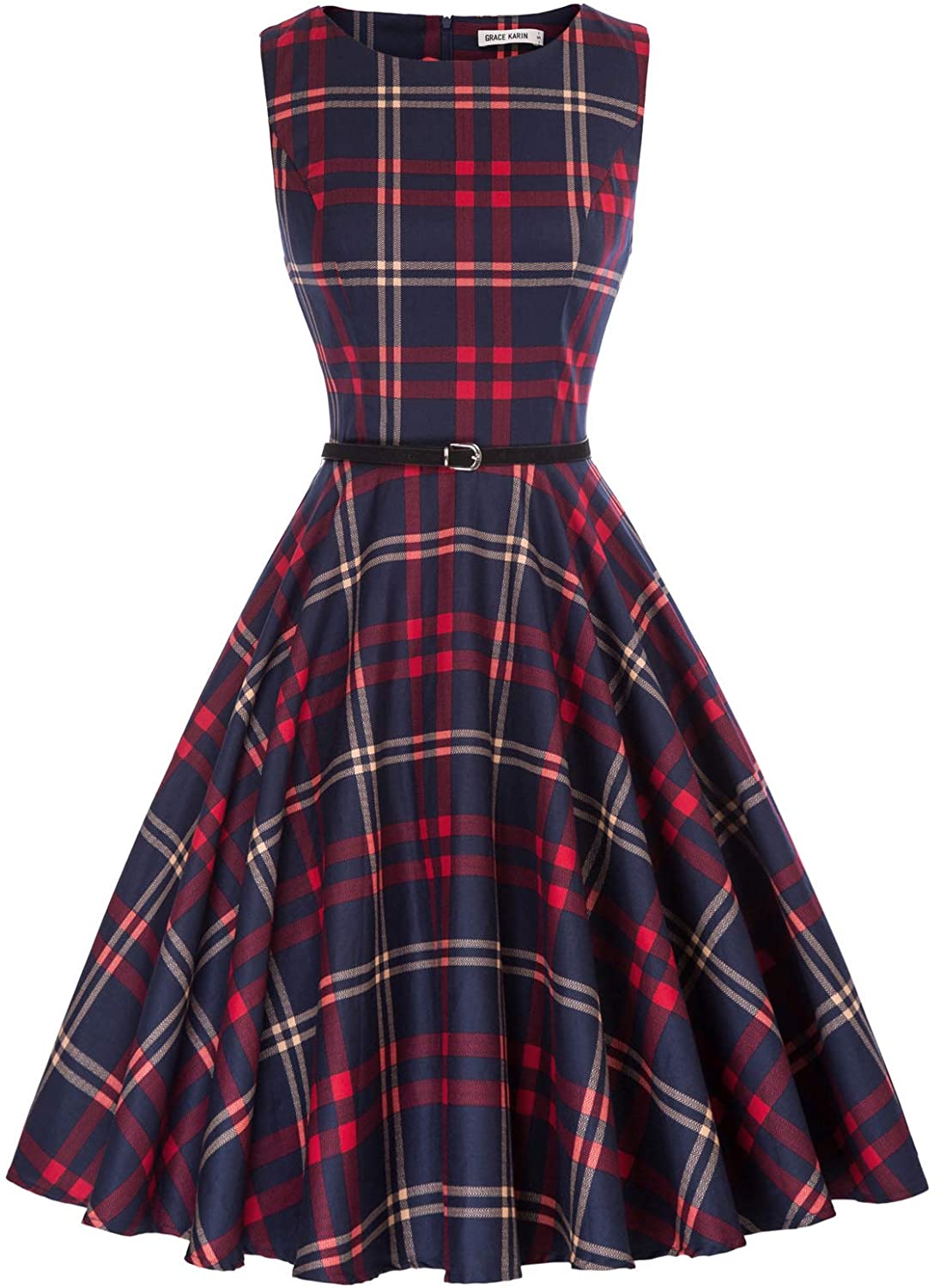 GRACE KARIN Boatneck Sleeveless Vintage Tea Dress with Belt | eBay