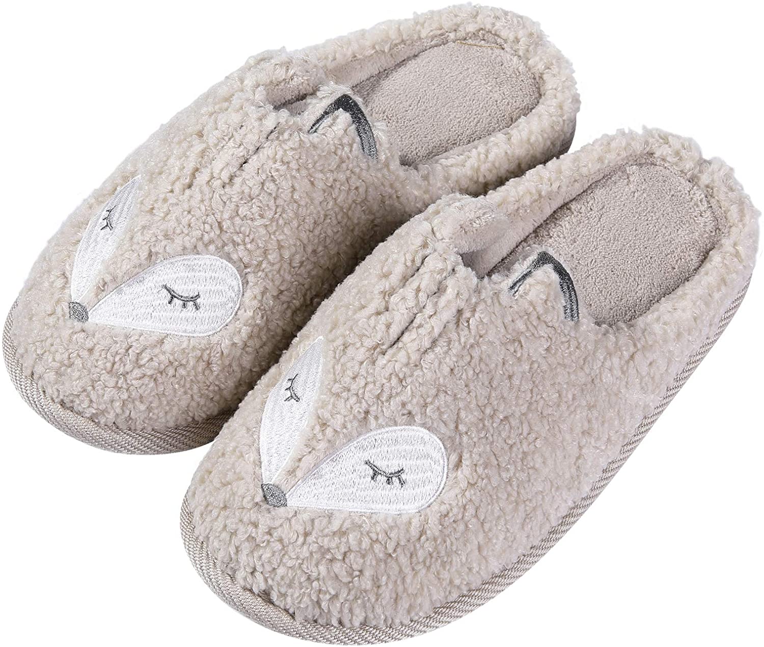 shevalues Cute Bunny Slippers for Women Kids Fuzzy Animal Memory Foam House Slip 