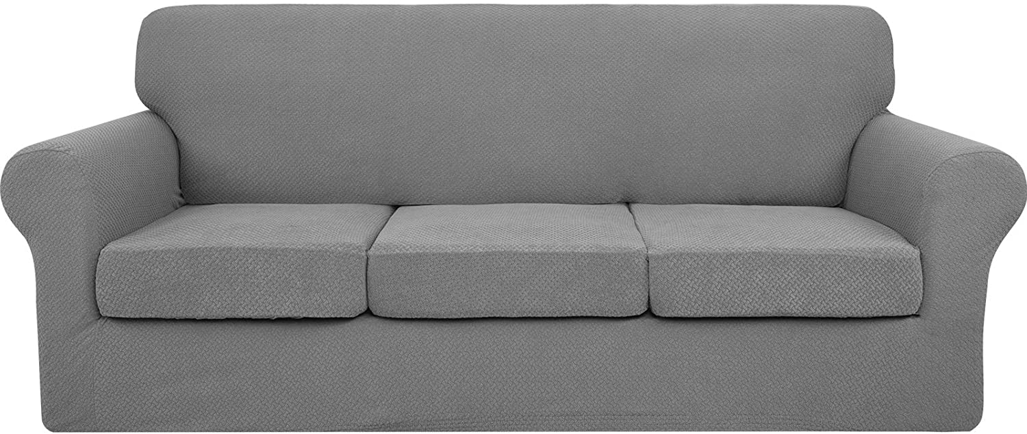 Details about   JIVINER Newest 4 Pieces Couch Covers for 3 Cushion Couch Stretch Sofa Slipcover 