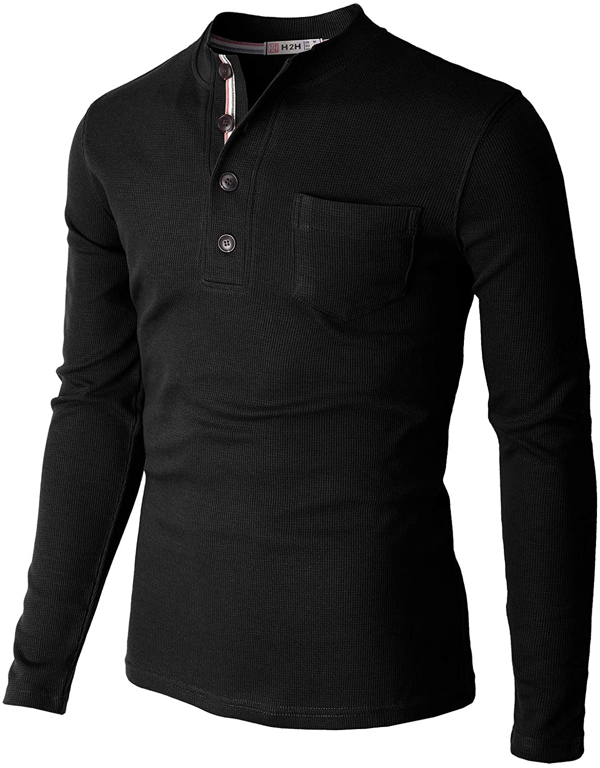 H2H Mens Casual Slim Fit Henley Long Sleeve T Shirts of Waffle Cotton ...