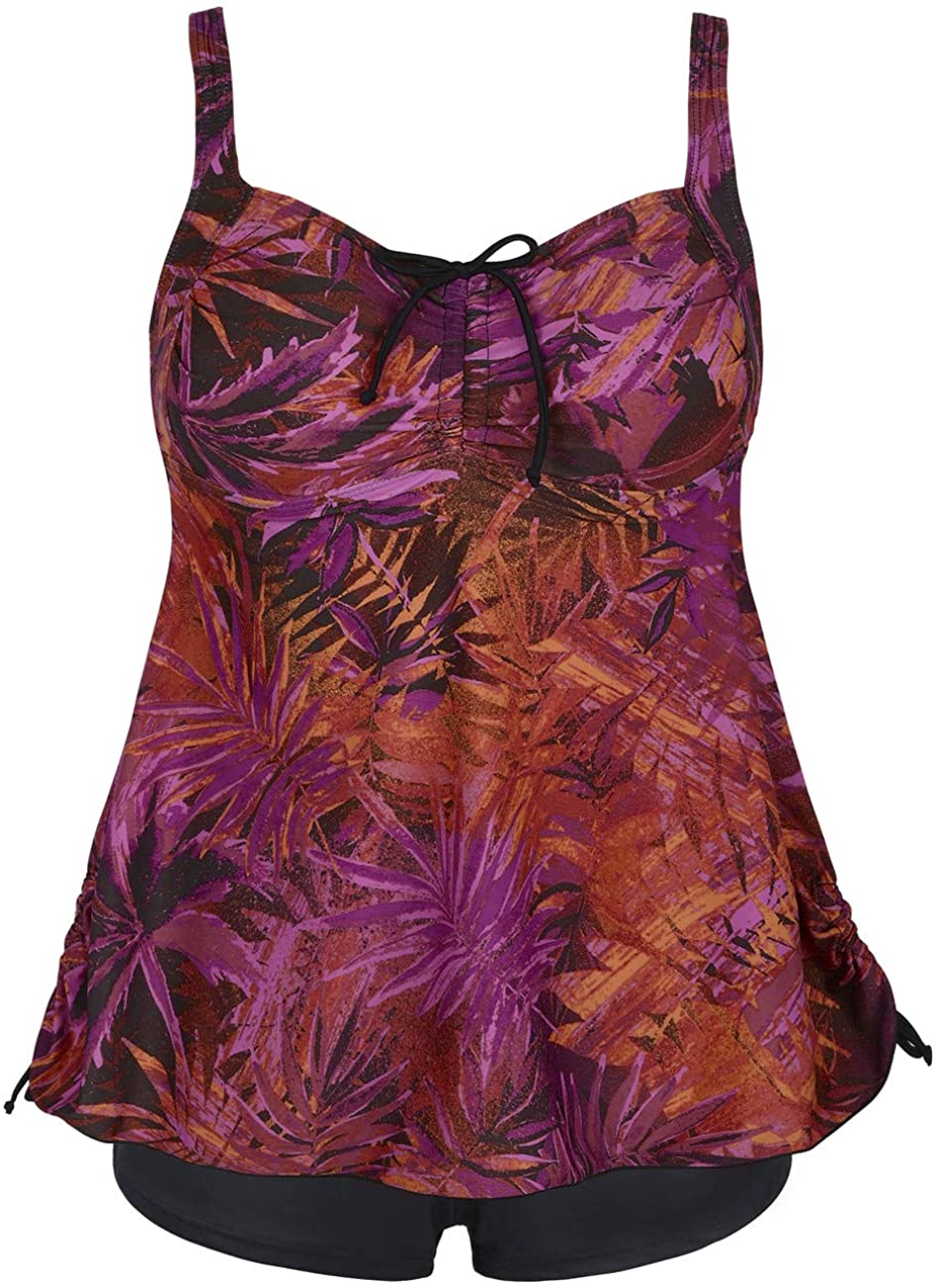 Septangle Womens Plus Size Bathing Suits Paisley Print Two Piece Swimsuit 