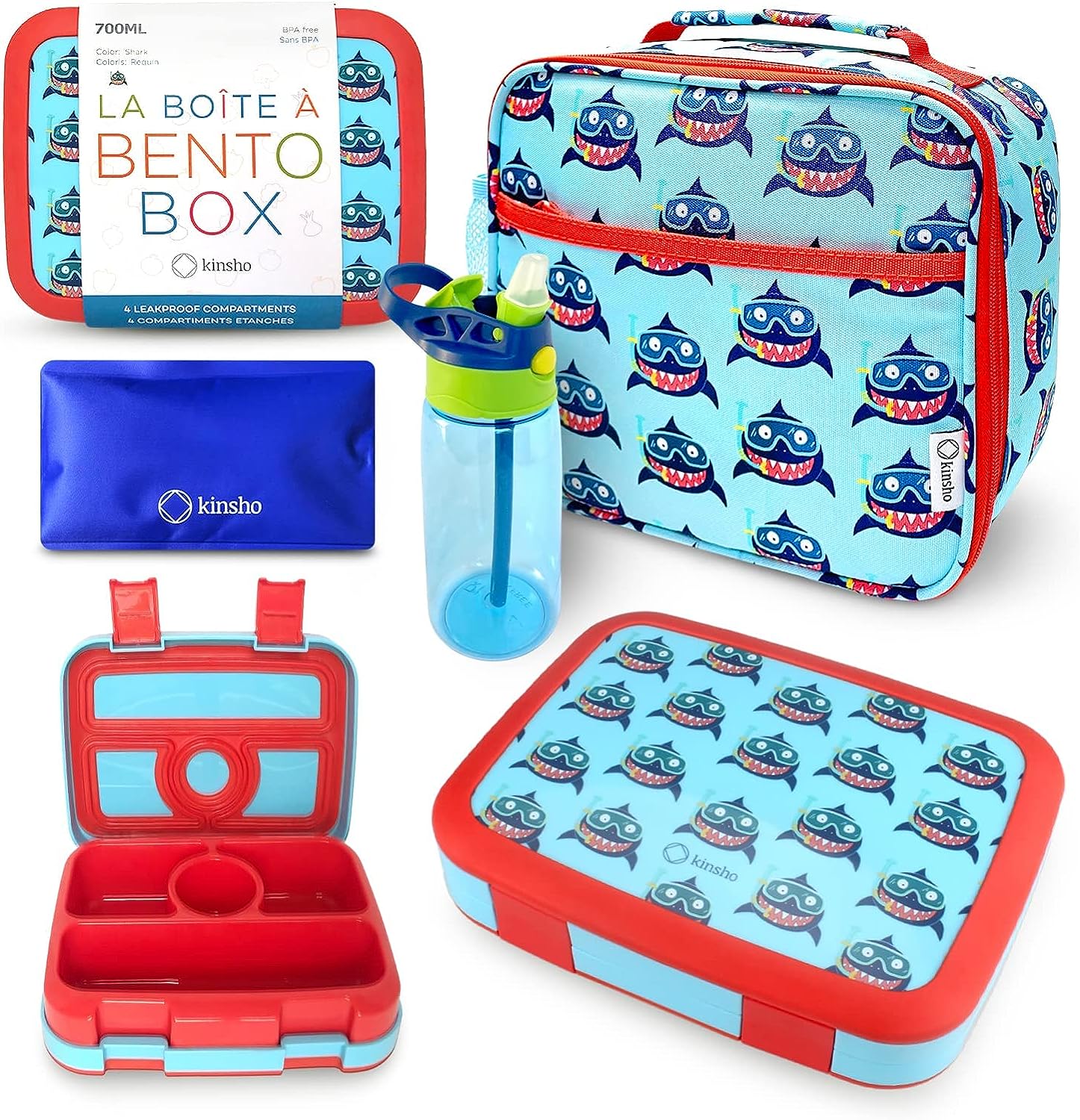 kinsho Bento Lunch Box Kids & Adult: Leakproof Containers for Boys