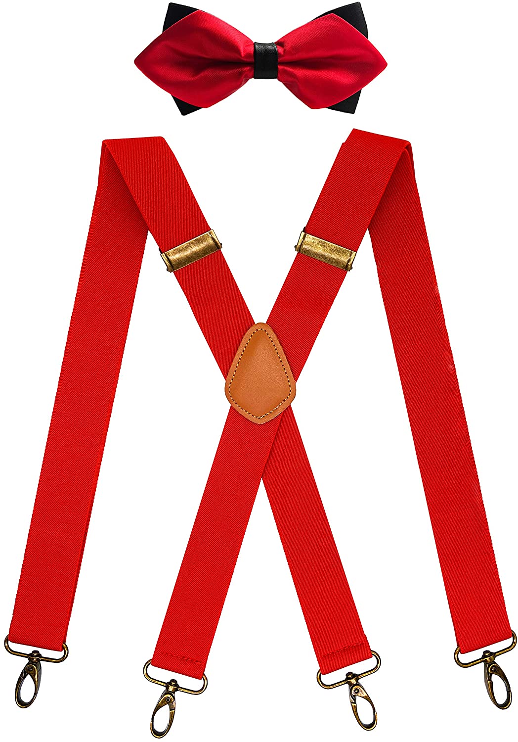 QCWQMYL Suspender Bowtie for Kids Tuxedo Y-Back Leather Brace Elastic Adjustable 