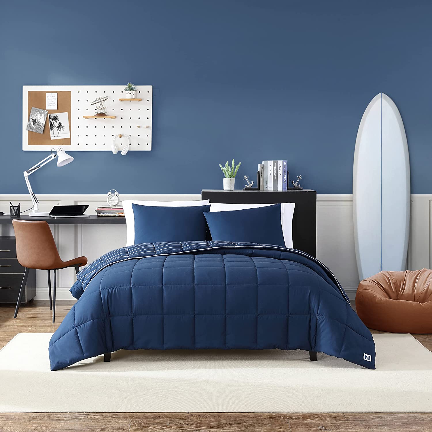 Nautica- Queen Comforter Set, Cotton Reversible Bedding Set, All