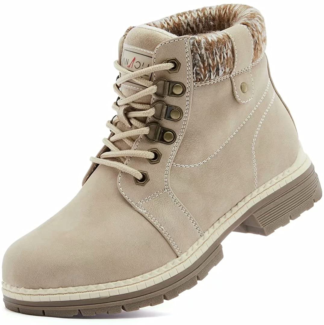 ANJOUFEMME Women Hiking Snow Winter Boots