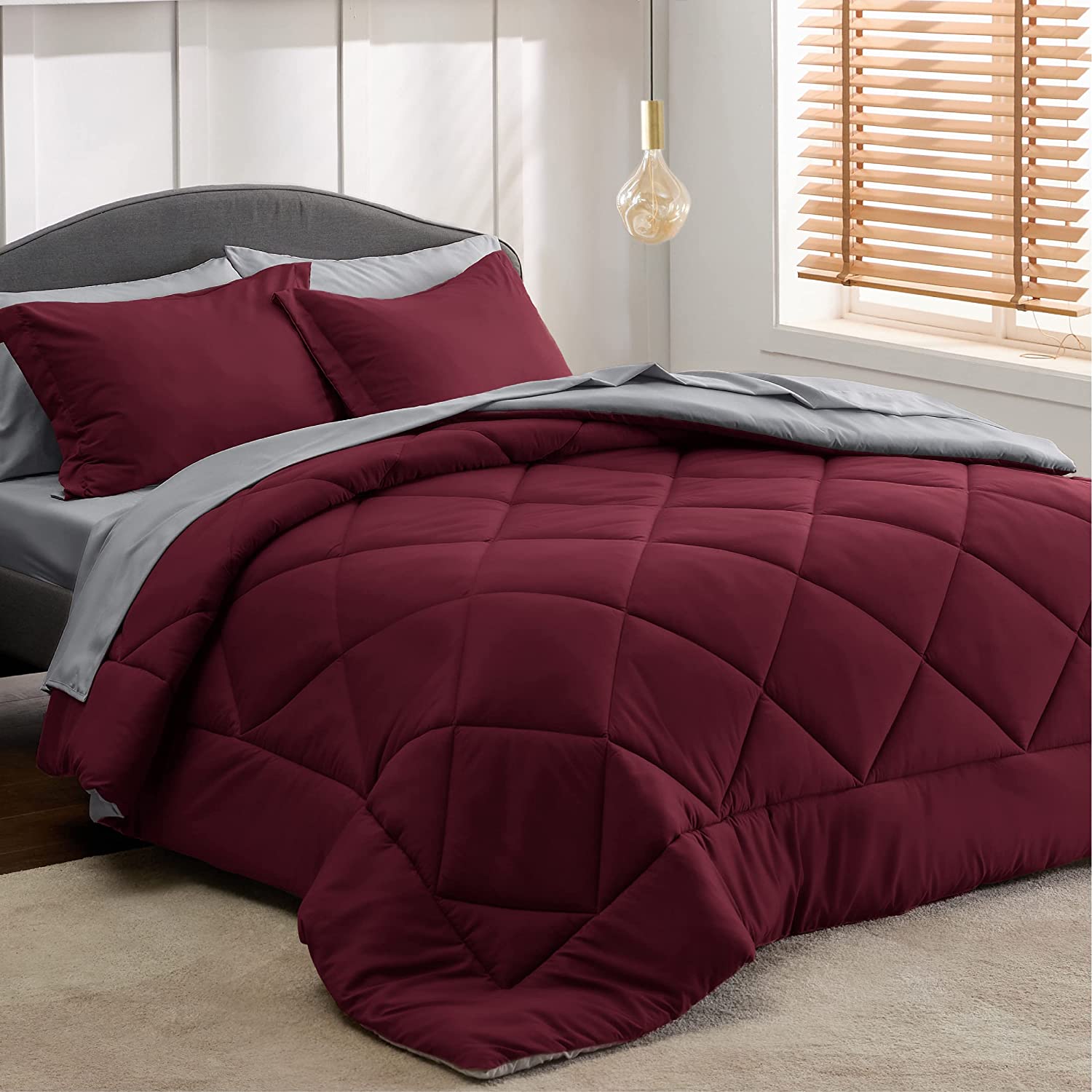 Reversible Bed Set with Comforters Sheets Bedsure Full/Queen Comforter Set  - China Bedding Set and Bedding price