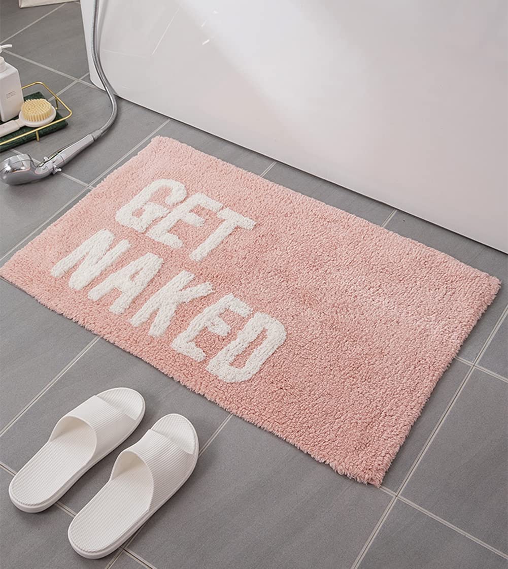 Funny Bath Mat Get Naked Pink Runner Bathroom Runner Cute Bathroom Decor  Non Slip Letter Bath Mats 