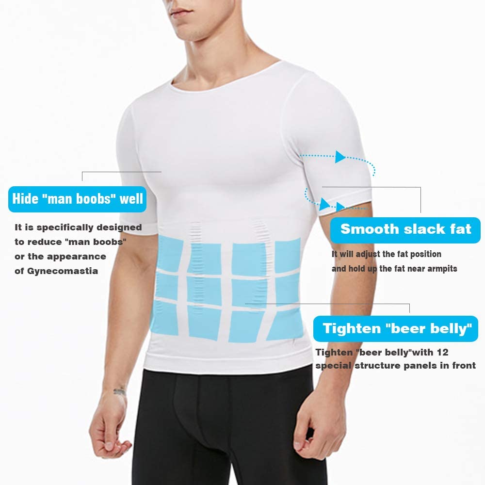 Men's Compression Shirt Undershirt Slimming Tank Top Workout Vest Abs ...