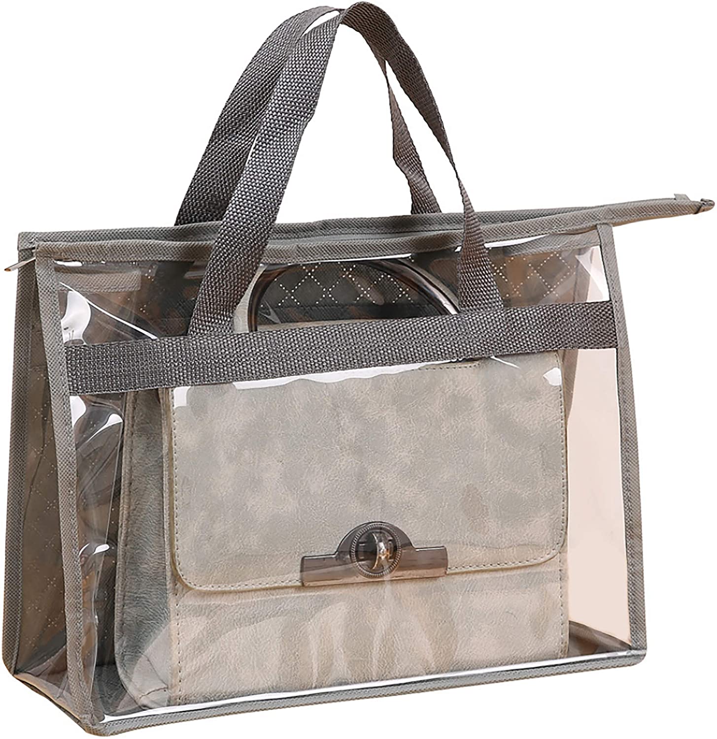 Vercord Clear Handbag Dust-Free Cover Purse Storage Bag Organizer Holder with Handle Zipper