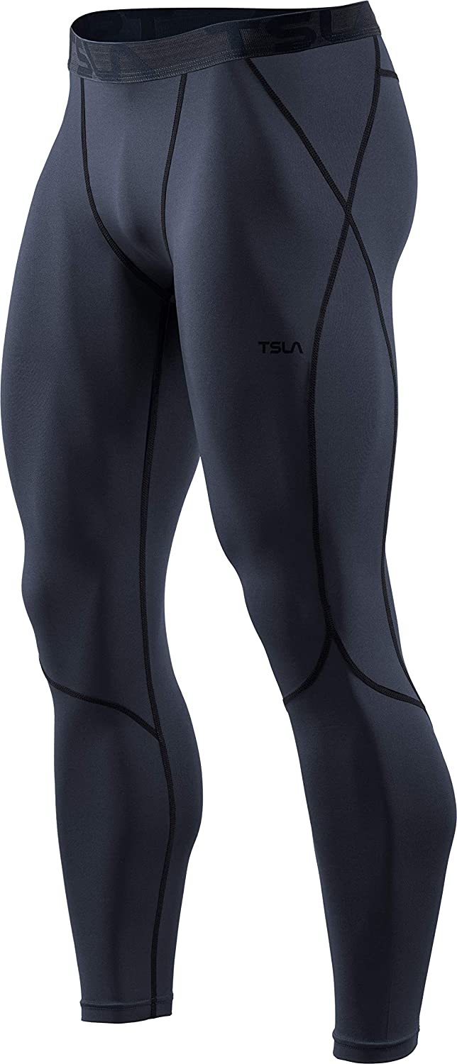 TSLA 1, 2 or 3 Pack Men's Compression Pants, Cool Dry Athletic Workout  Running T