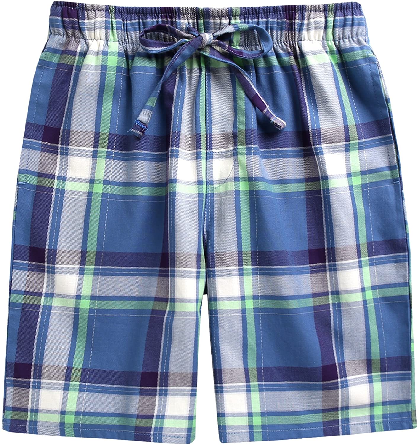 100% Woven Soft Plaid Check Lounger Sleeping Pajama Pants with Pockets TINFL Cotton Long Short Lounge Pants for Men 