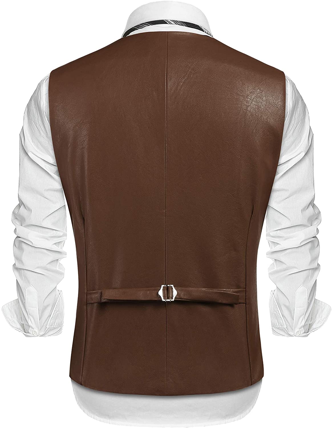 Coofandy Mens Leather Vest Casual Western Vest Jacket Lightweight V