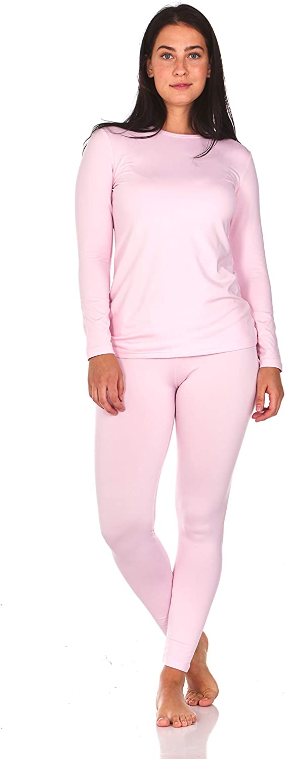 Long Johns Thermal Underwear for Women Fleece Lined Base Layer Pajama Set  Cold Weather（Coffee）