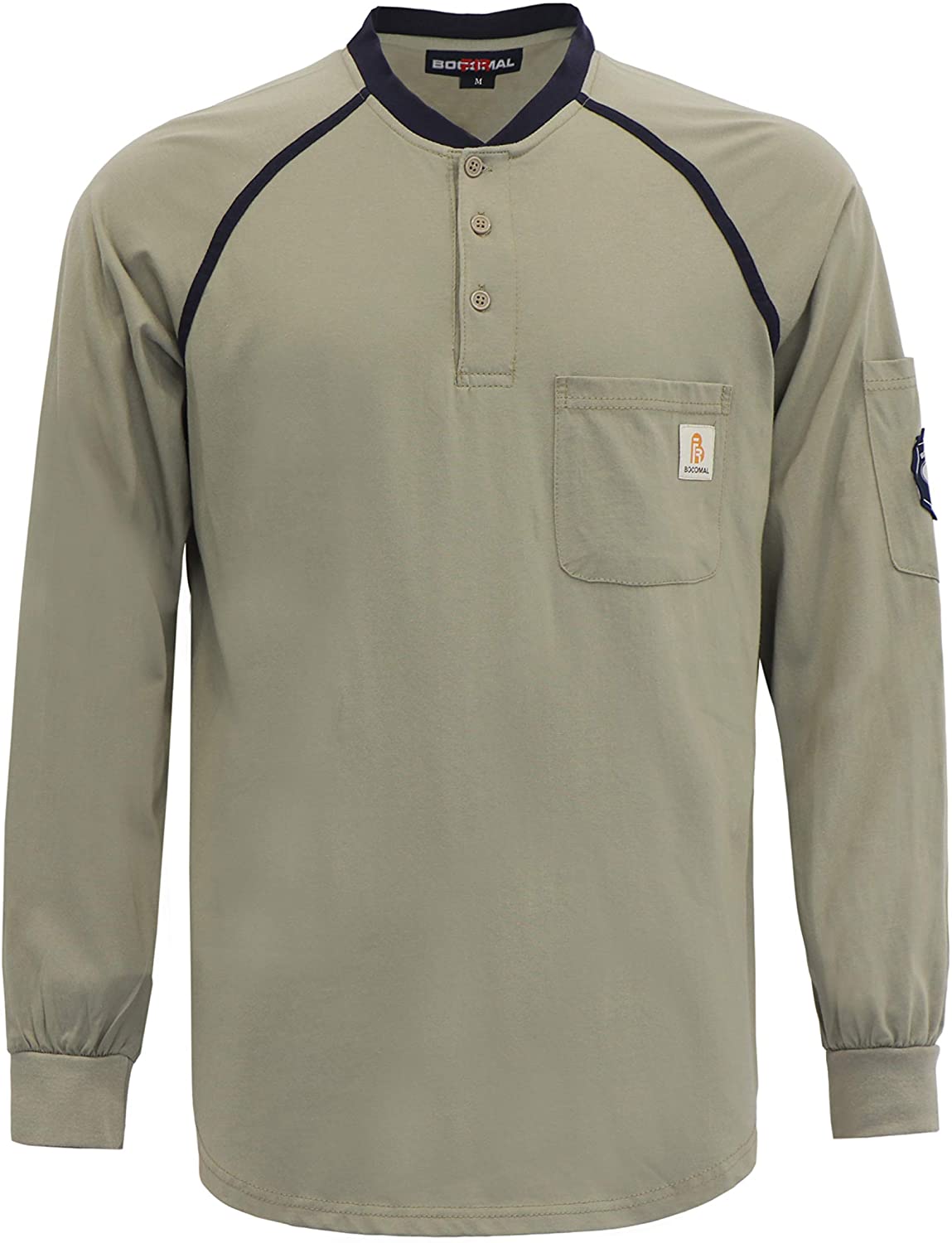 BOCOMAL FR Shirts 5.5oz Light Weight for Summer Henley Shirts Flame Resistant/Fire Retardant Shirt 