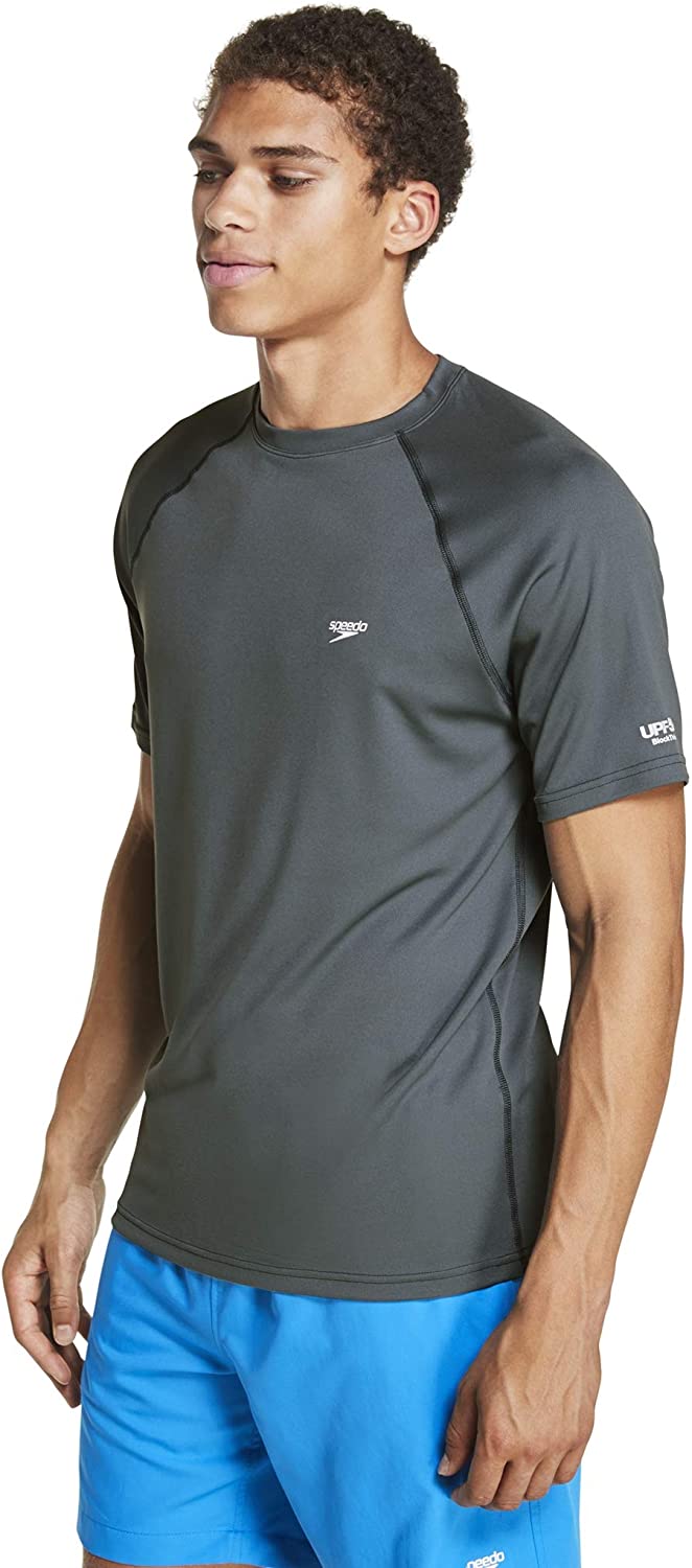 Speedo Men's UV Swim Shirt Short Sleeve Regular Fit Solid | eBay