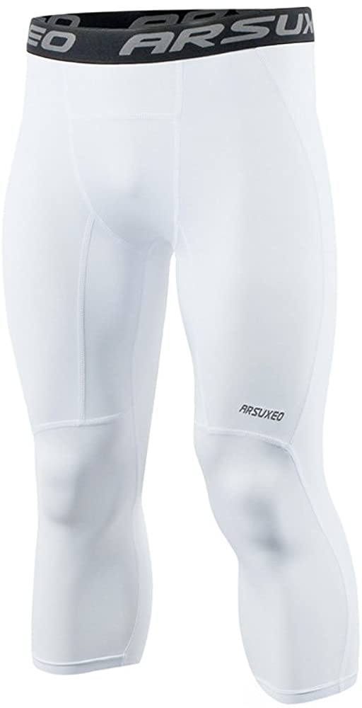 ARSUXEO Mens 3/4 Running Compression Tights Capri Pants K75