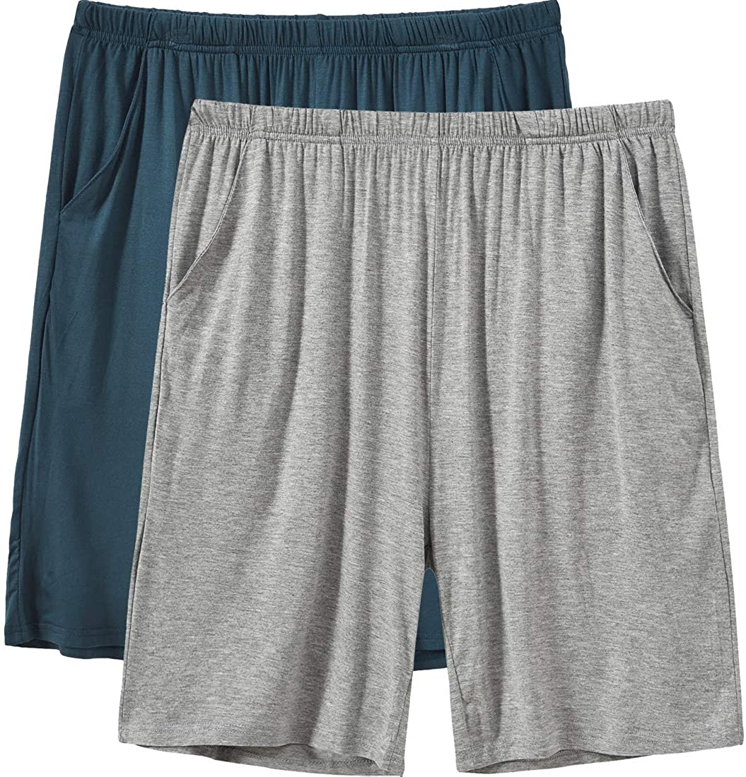 JINSHI Pantalones Cortos de Pijama para Hombre Verano Shorts de Modal con Bolsillos 