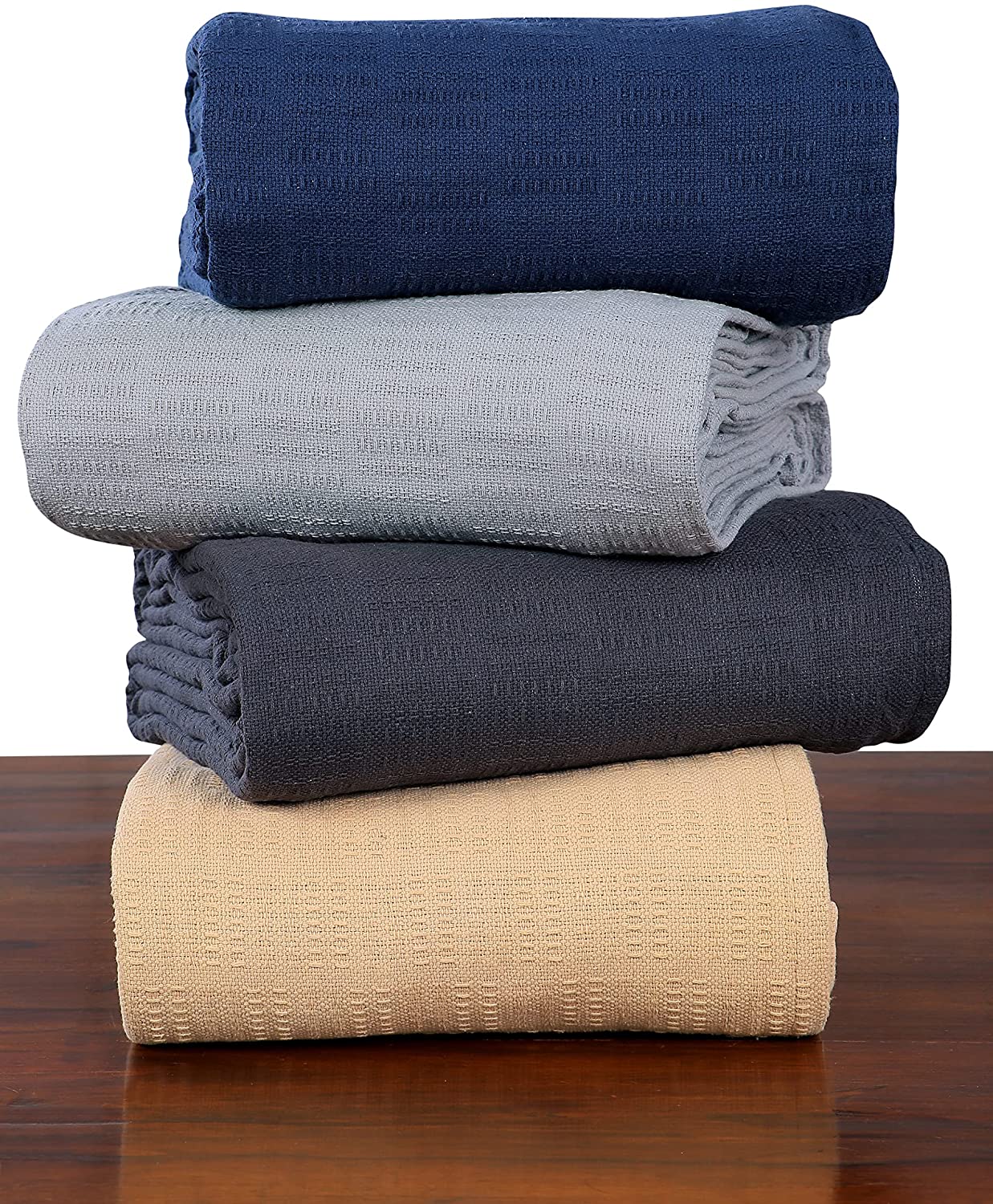 thumbnail 9  - CasaTouch 100% Cotton Thermal Blanket | All Season Block Design Super Soft Breat
