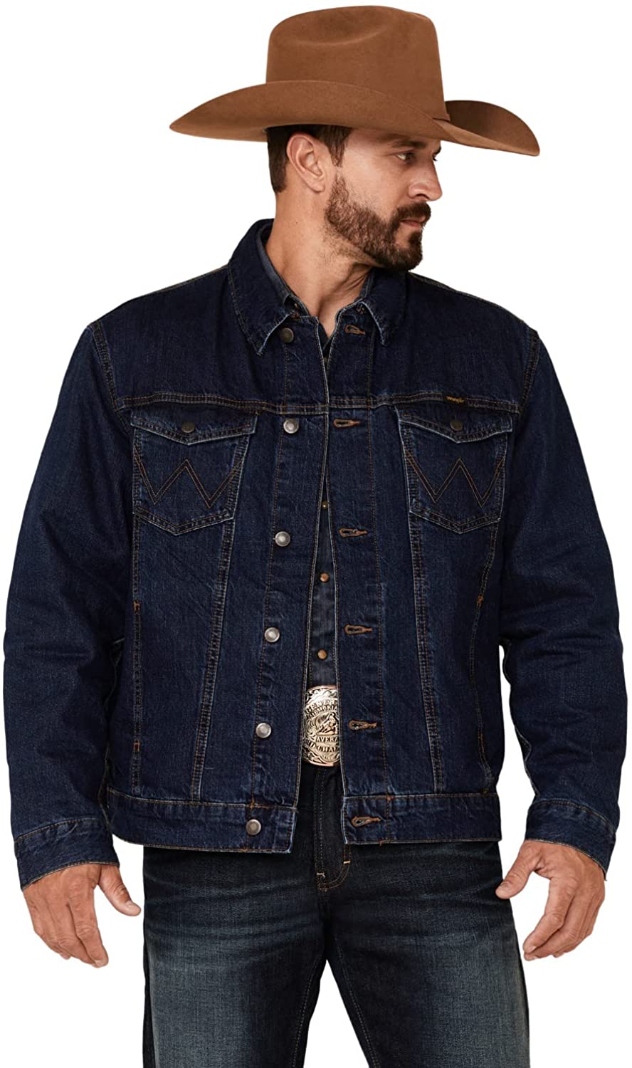 Men's Stockyards Cowboy Cut Flannel Lined Denim Jacket