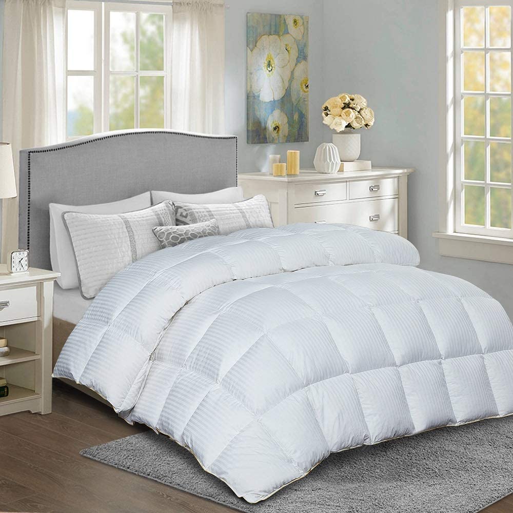 hombys-luxurious-goose-down-comforter-queen-size-white-stripe-duvet