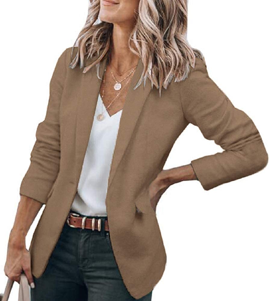 Imily Bela Womens Casual Blazers Long Sleeve Lapel Open Front Work Office Blazer Jacket with Pockets