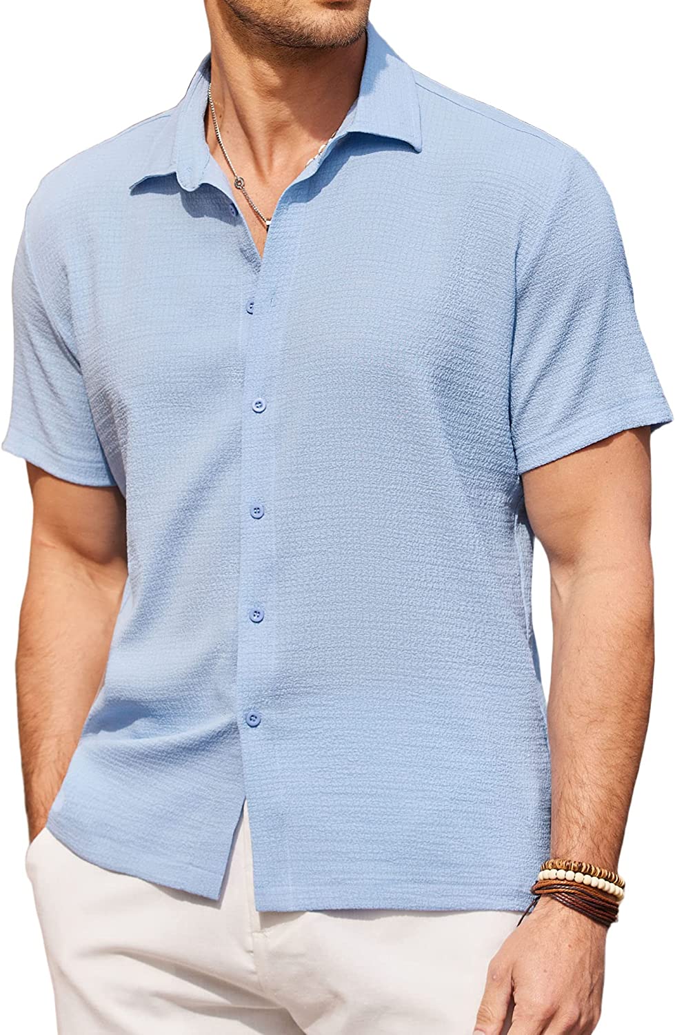 COOFANDY Men's Short Sleeve Linen Shirts Casual Button Down Shirt Summer  Beach Tops : : Clothing, Shoes & Accessories