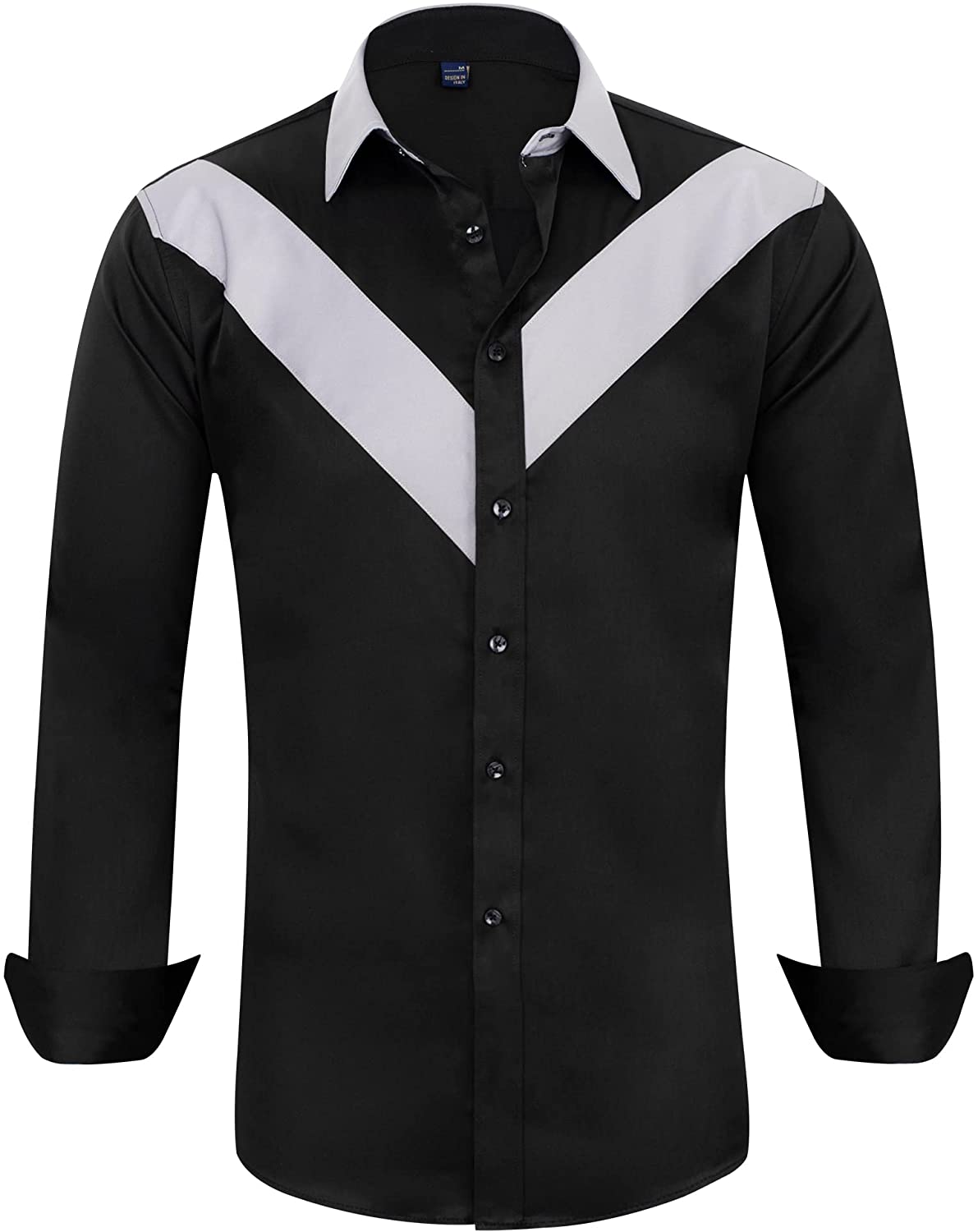 Alimens & Gentle Mens Dress Shirts Long Sleeve Wrinkle-Resistant Regular Fit Casual Shirt 