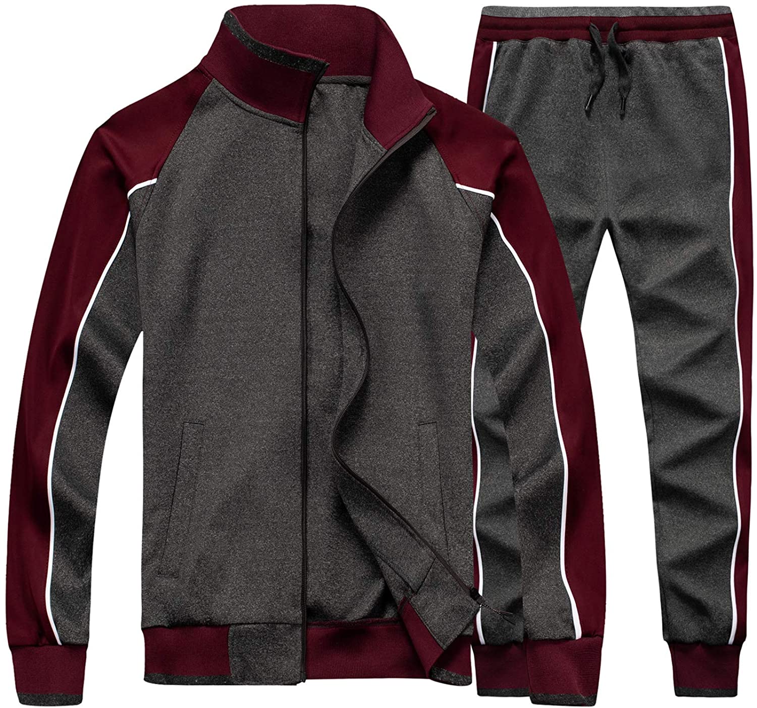 TOLOER Men's Activewear Full Zip Warm Tracksuit Sports Set Casual Sweat Suit 