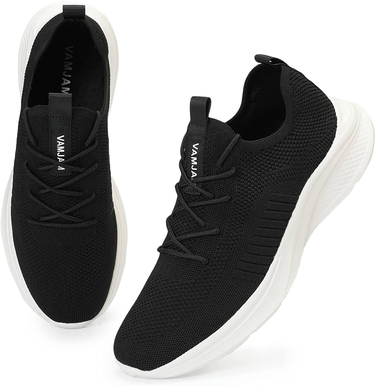  JiuQing Men's Chunky Running Shoes Mesh Casual Sneaker  Lightweight Non-Slip Cross Sports Shoes,Black,5