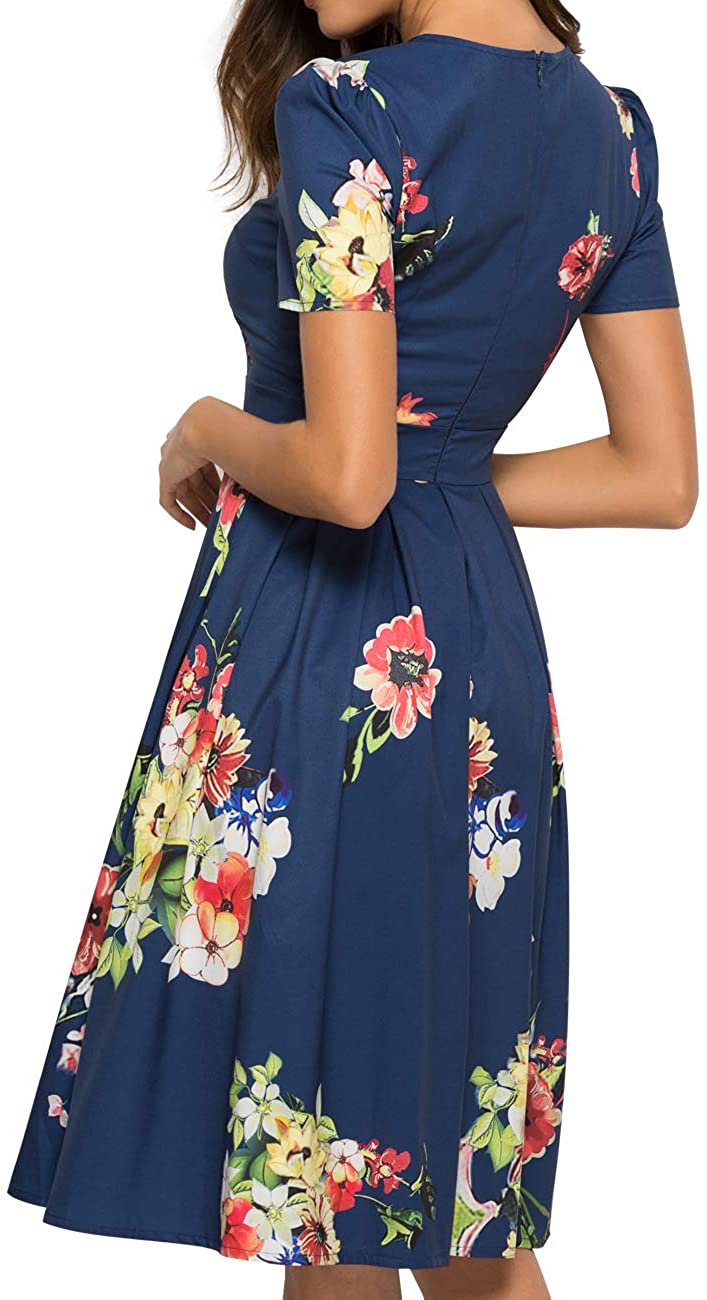 Simple Flavor Women's Floral Summer Midi Dress Vintage Evening Dress ...