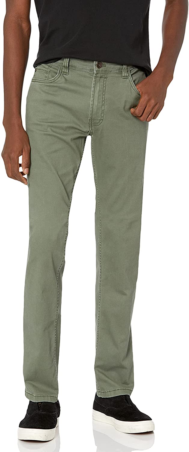 IZOD Men's Saltwater Straight Fit Five Pocket Pant, Asphalt 29W X