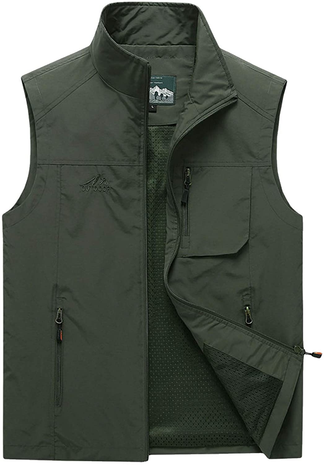 Flygo Mens Mesh Quick Dry Outdoor Work Fishing Travel Photo Vest with Multi  Pockets