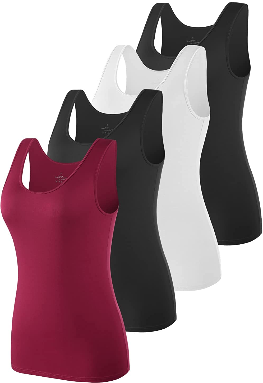 AMVELOP Basic Tank Top for Women Undershirts Sleeveless Layering Tank Top  2-4 Pack Black Gray White Pink S at  Women's Clothing store