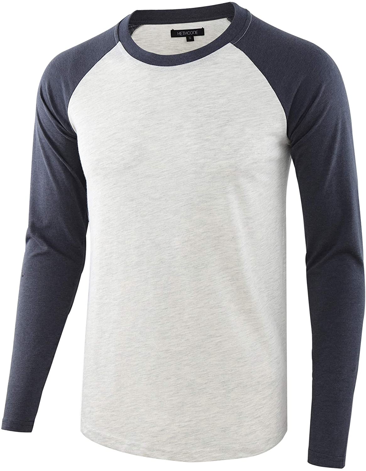 HETHCODE Men's Casual Lightweight Vintage Long Raglan Sleeve Baseball T-Shirt 