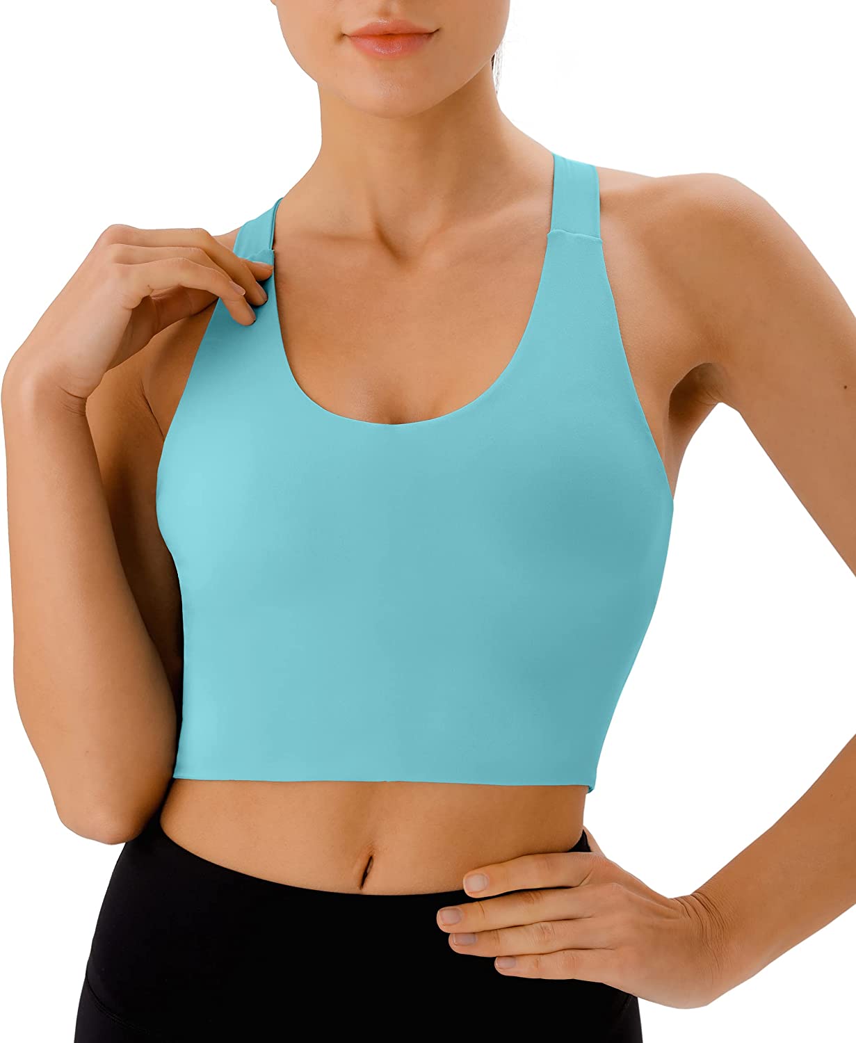 JOYSPELS Sports Bras for Women Extra Comfort Criss-Cross Back Padded  Workout Tops for Women Medium Support Black at  Women's Clothing store
